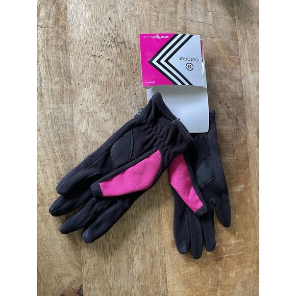 Isotoner SmartTouch Gloves Women’s One Size Fuchsia Black/ Pink  New - Picture 1 of 5